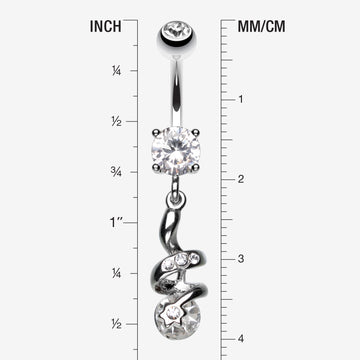 Detail View 1 of Sparkle Star Gem Swirl Belly Ring-Clear Gem